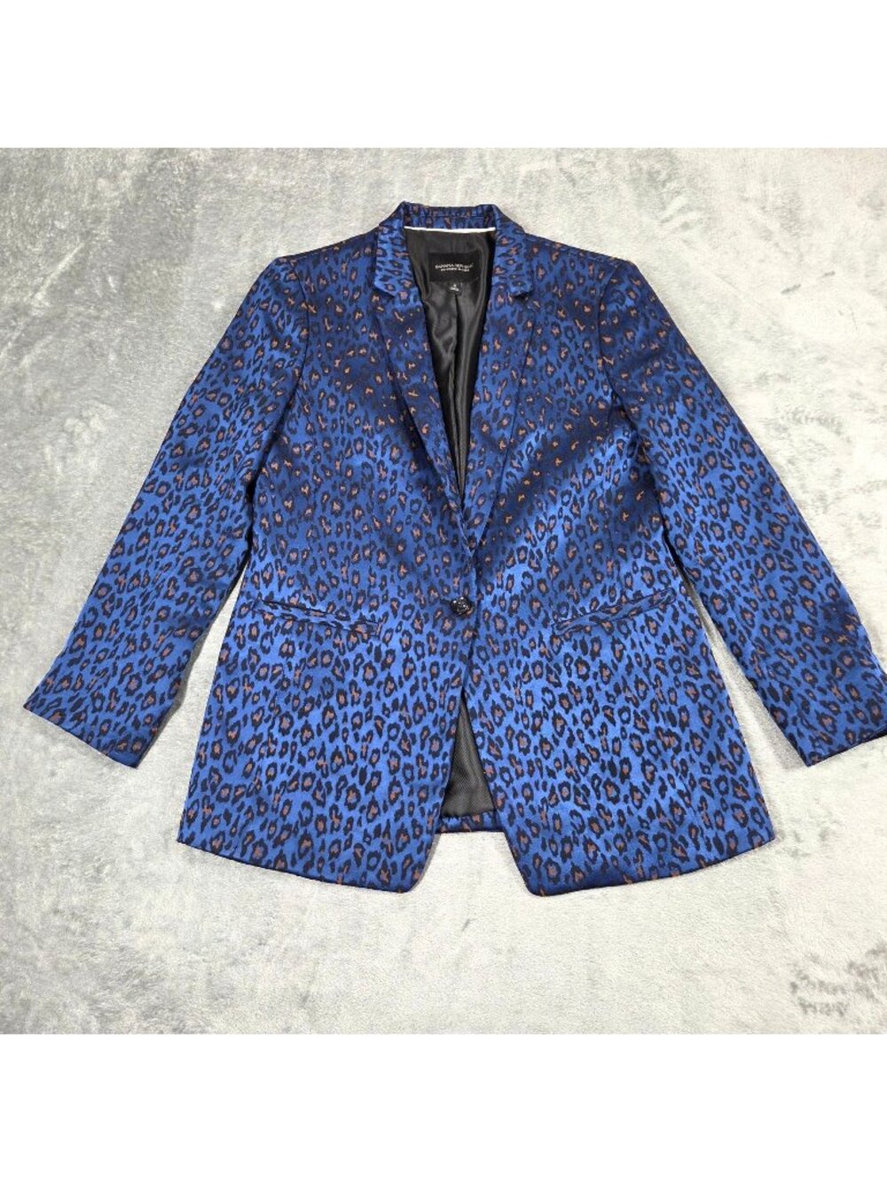 Banana Republic Blazer 6 Blue Leopard Boyfriend Jacquard Party Chic Office